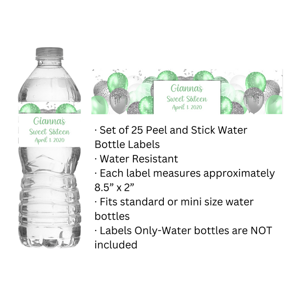 Balloon Background Water Bottle Labels