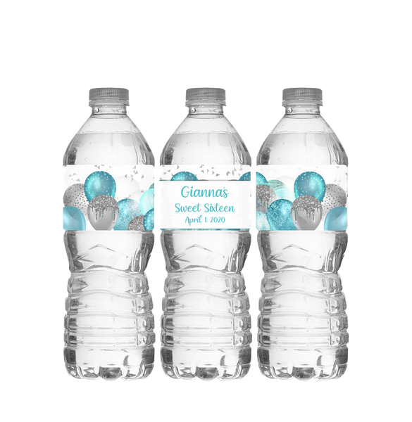 Balloon Background Water Bottle Labels