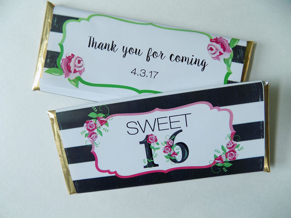 Floral Milestone Birthday Candy Bar - Cathy's Creations - www.candywrappershop.com