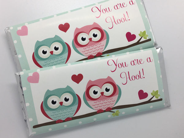 Owl Valentine's Day Candy Bar Wrapper - Cathy's Creations - www.candywrappershop.com