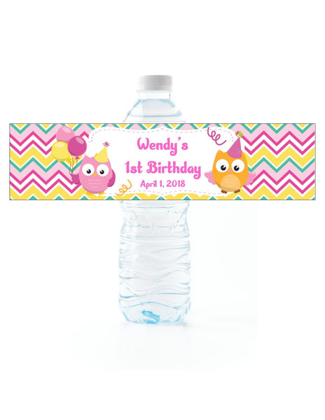 Owl Birthday Water Bottle Labels - Cathy's Creations - www.candywrappershop.com