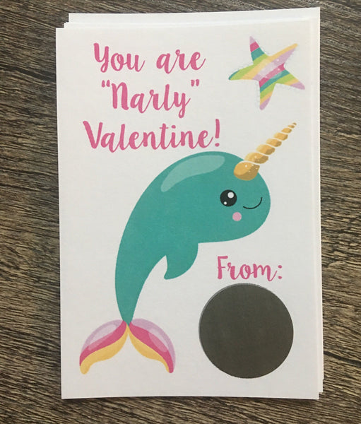 Mermaid Unicorn Valentine's Day Scratch Off Cards - Cathy's Creations - www.candywrappershop.com