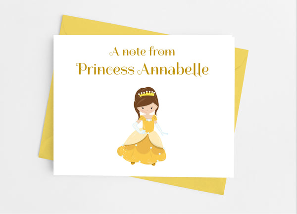 Yellow Princess Note Cards - Cathy's Creations - www.candywrappershop.com