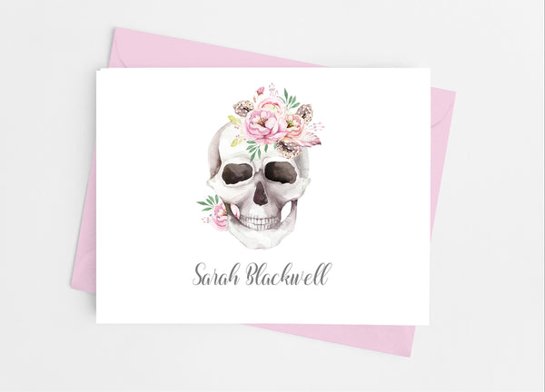 Floral Skull Note Cards - Cathy's Creations - www.candywrappershop.com