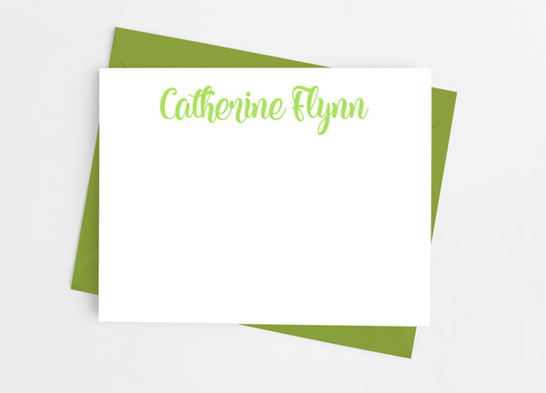 Personalized Stationery Flat Note Cards - Modern Calligraphy - Cathy's Creations - www.candywrappershop.com