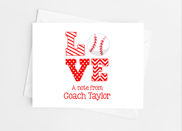 Sports Love Baseball Note Cards - Cathy's Creations - www.candywrappershop.com