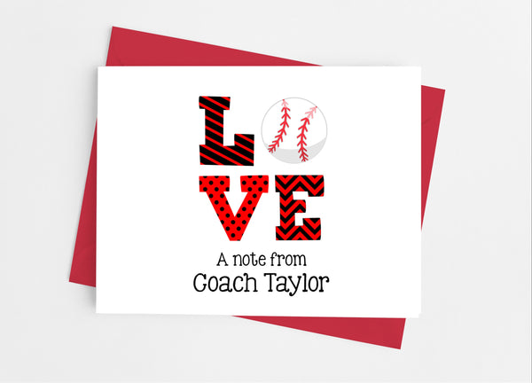 Sports Love Baseball Note Cards - Cathy's Creations - www.candywrappershop.com